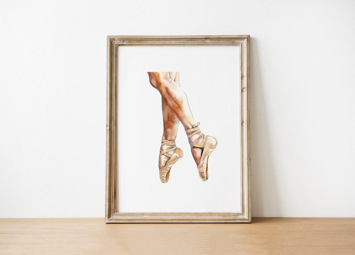 Watercolor Dancer Feet En Pointe Crossed Ballet Fine Art Poster