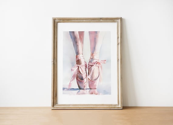Pink Satin Pointe Shoes Watercolor En Pointe Ballet Dancer Feet Dance Art Poster