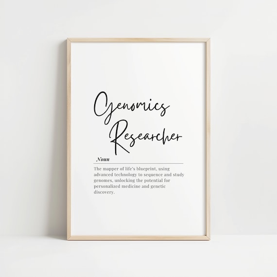 Genomics Researcher Definition Poster Minimalist Science Decor Gift