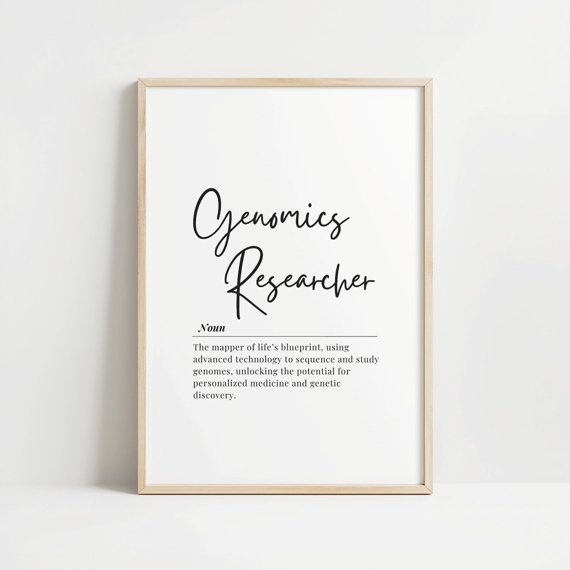 Genomics Researcher Definition Poster Minimalist Science Decor Gift