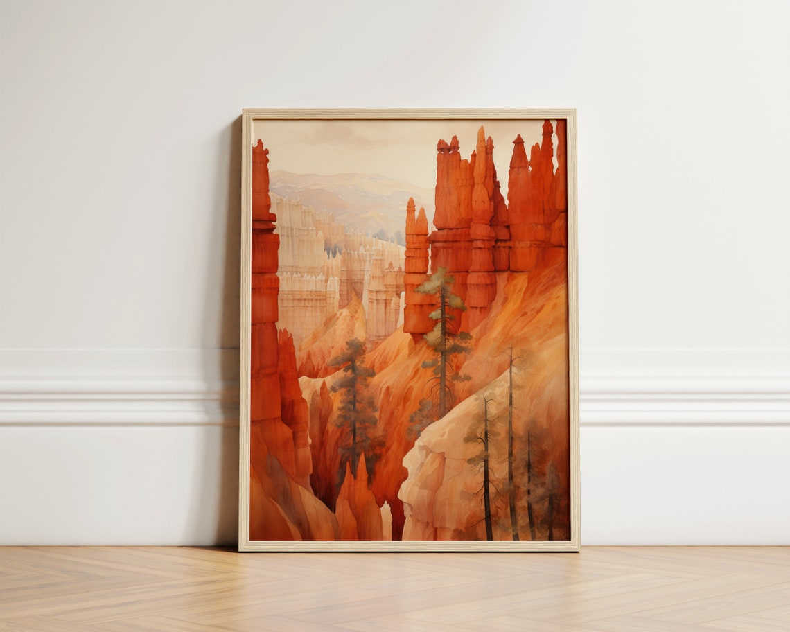Bryce Canyon Red Rock Hoodoos Desert Landscape National Park Poster