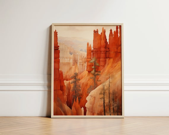 Bryce Canyon Red Rock Hoodoos Desert Landscape National Park Poster