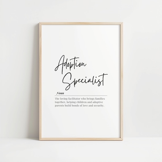 Adoption Specialist Noun Definition Agency Counselor Gift Poster