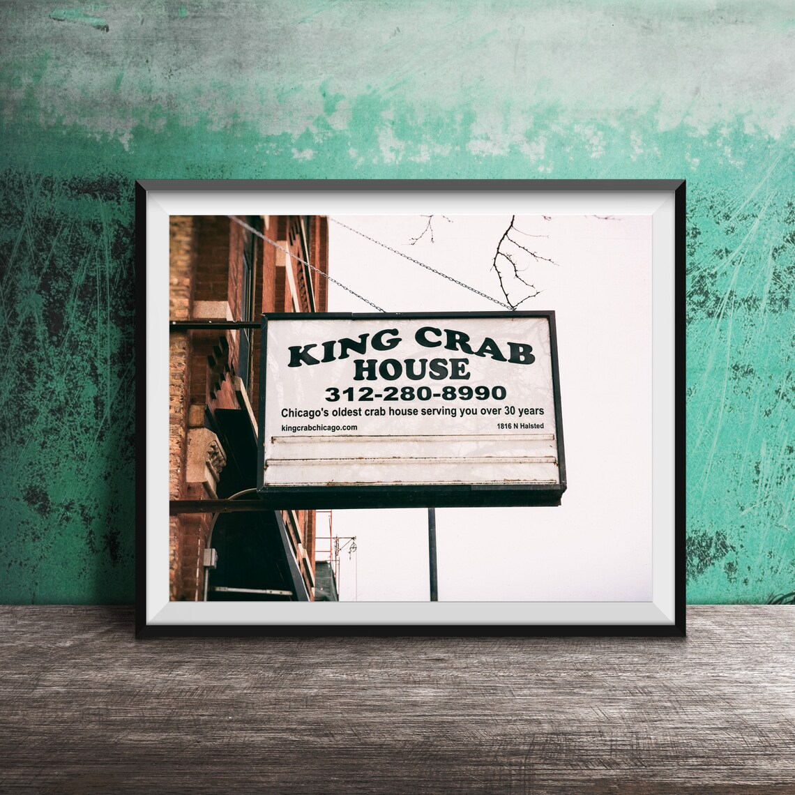 King Crab House Chicago Seafood Restaurant Street Sign Poster