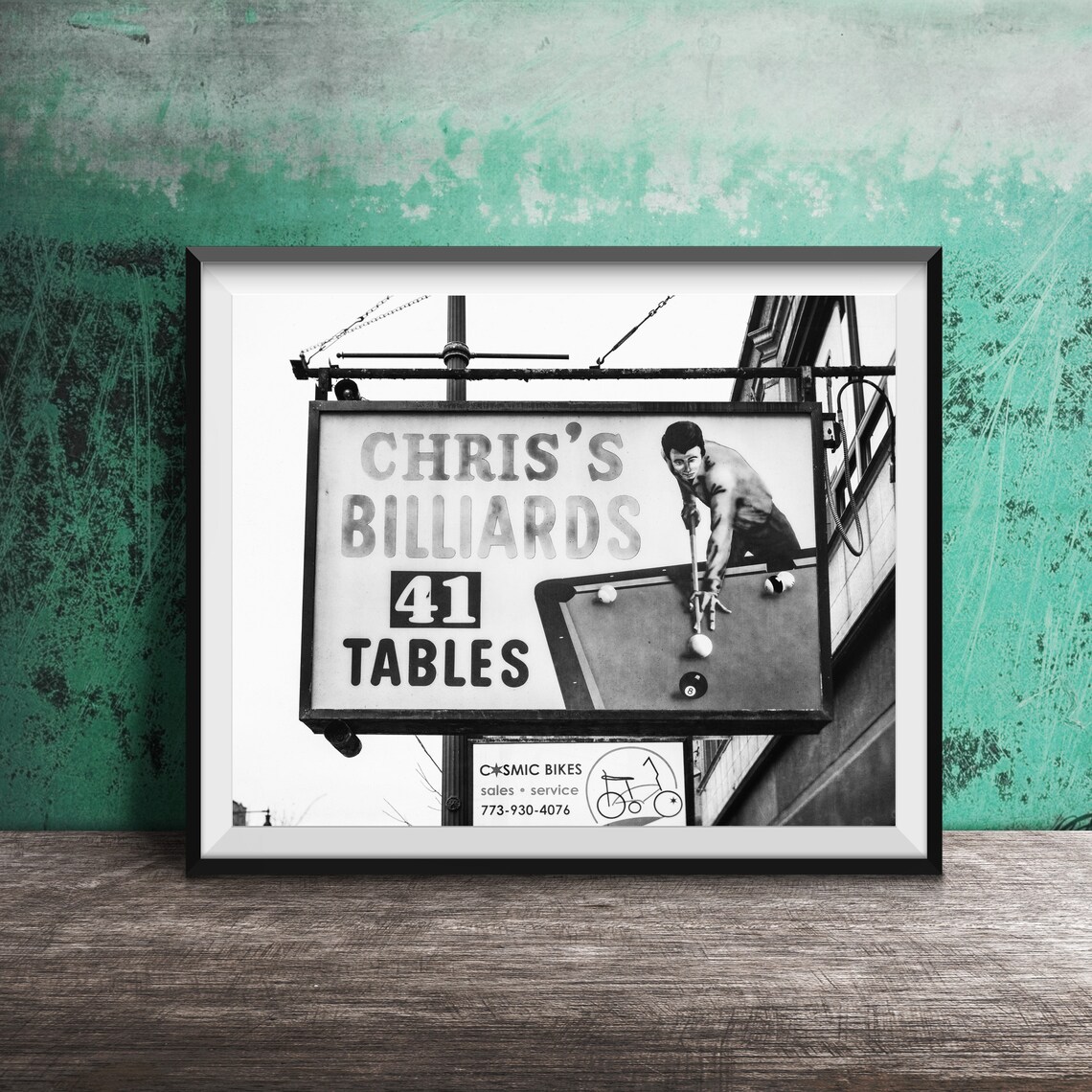 Chris's Billiards 41 Tables Vintage Pool Hall Sign Photography Poster - Image 2