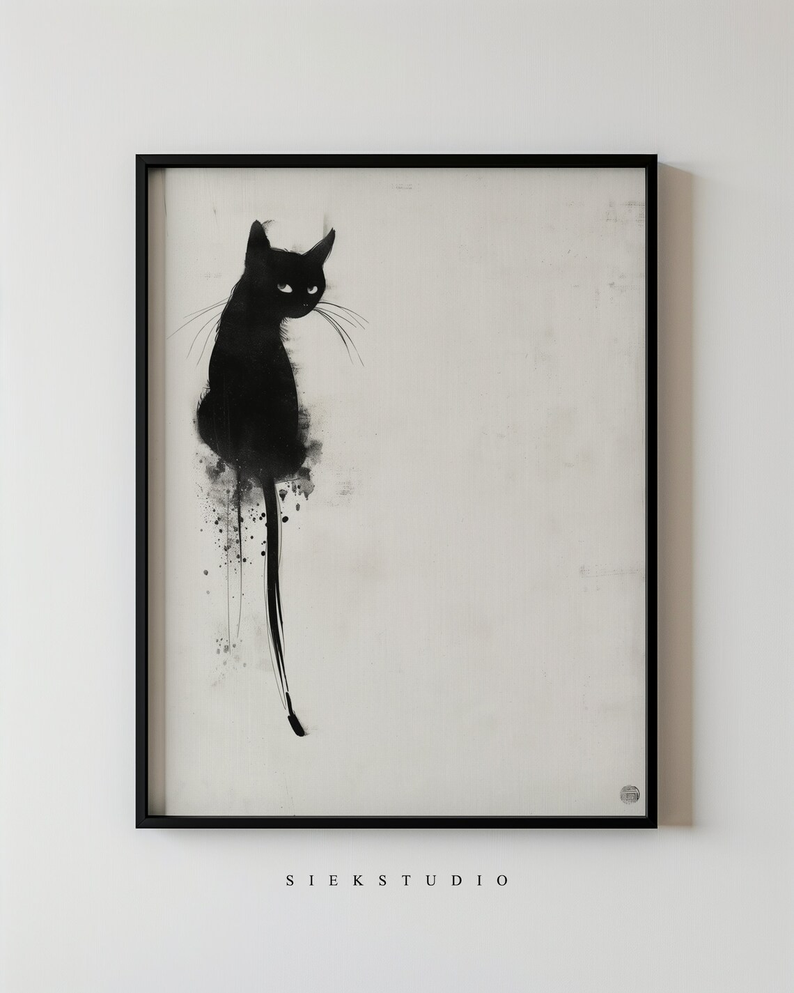 Black Cat - Minimalist Ink Painting, Art Print