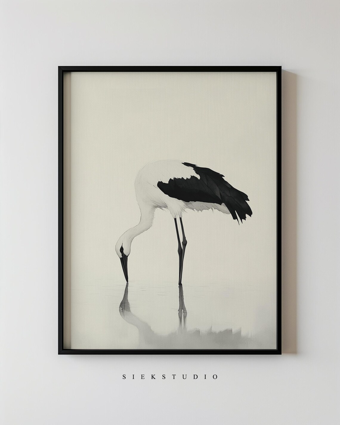 Crane Wall Art Print, Minimalist Modern Decor