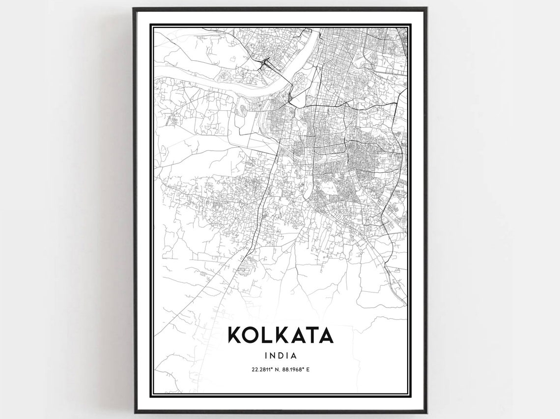 Kolkata India City Street Map Line Art Modern Home Decor Poster