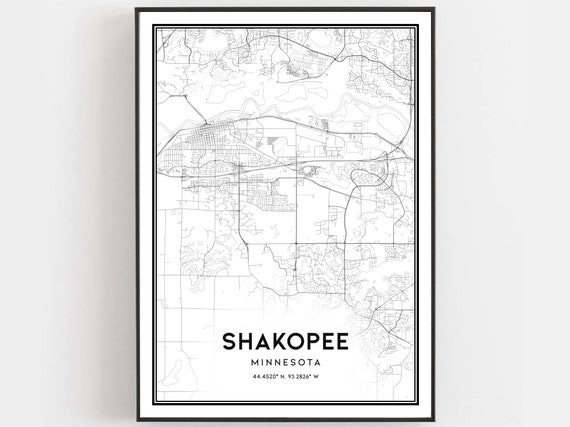 Shakopee Map Poster, Minnesota City Road Gift