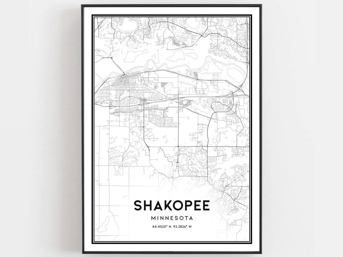 Shakopee Map Poster, Minnesota City Road Gift