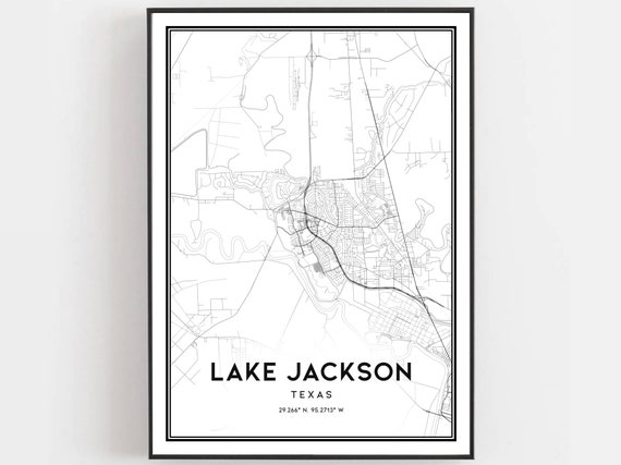 Lake Jackson Map, Texas Street Decor