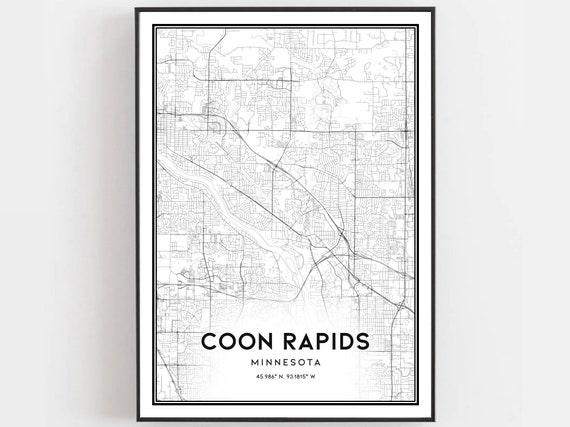 Coon Rapids Map Poster, Minnesota Street Decor