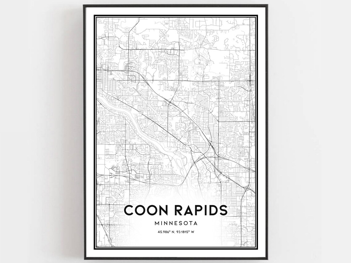 Coon Rapids Map Poster, Minnesota Street Decor