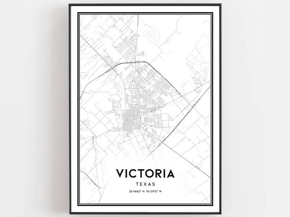 Victoria Map Print, Texas Street Decor