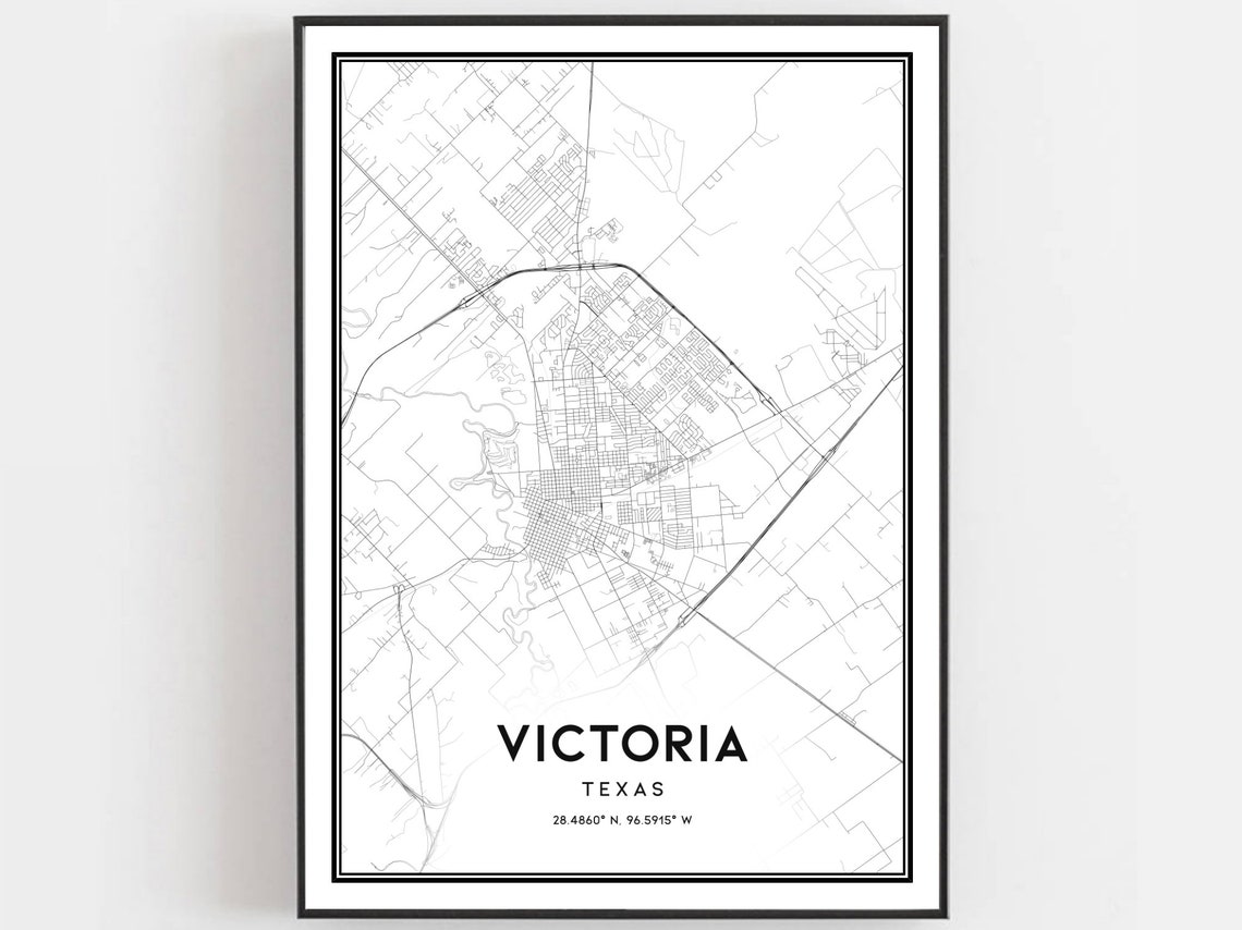 Victoria Map Print, Texas Street Decor