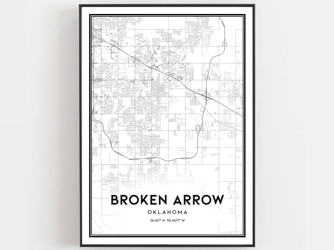 Broken Arrow Oklahoma Street Map Coordinates Minimalist City Poster