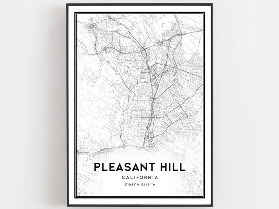 Pleasant Hill Map Print Poster Wall Art Ca City Street Decor Road Gift B1749