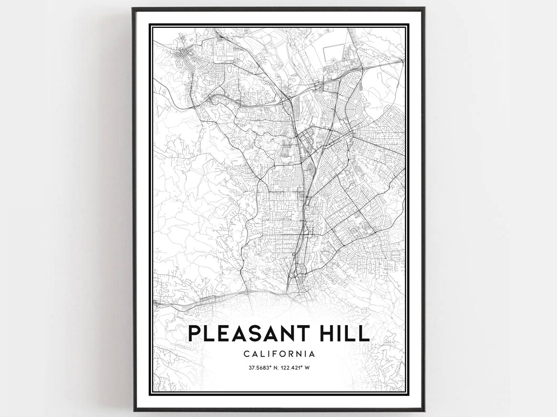 Pleasant Hill California Minimalist City Street Map Art Poster