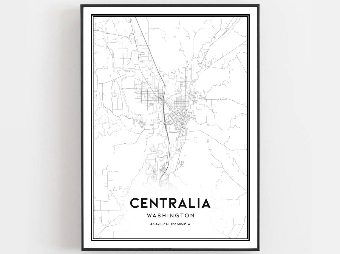 Centralia Washington Street Map Art Coordinates Modern Home Poster