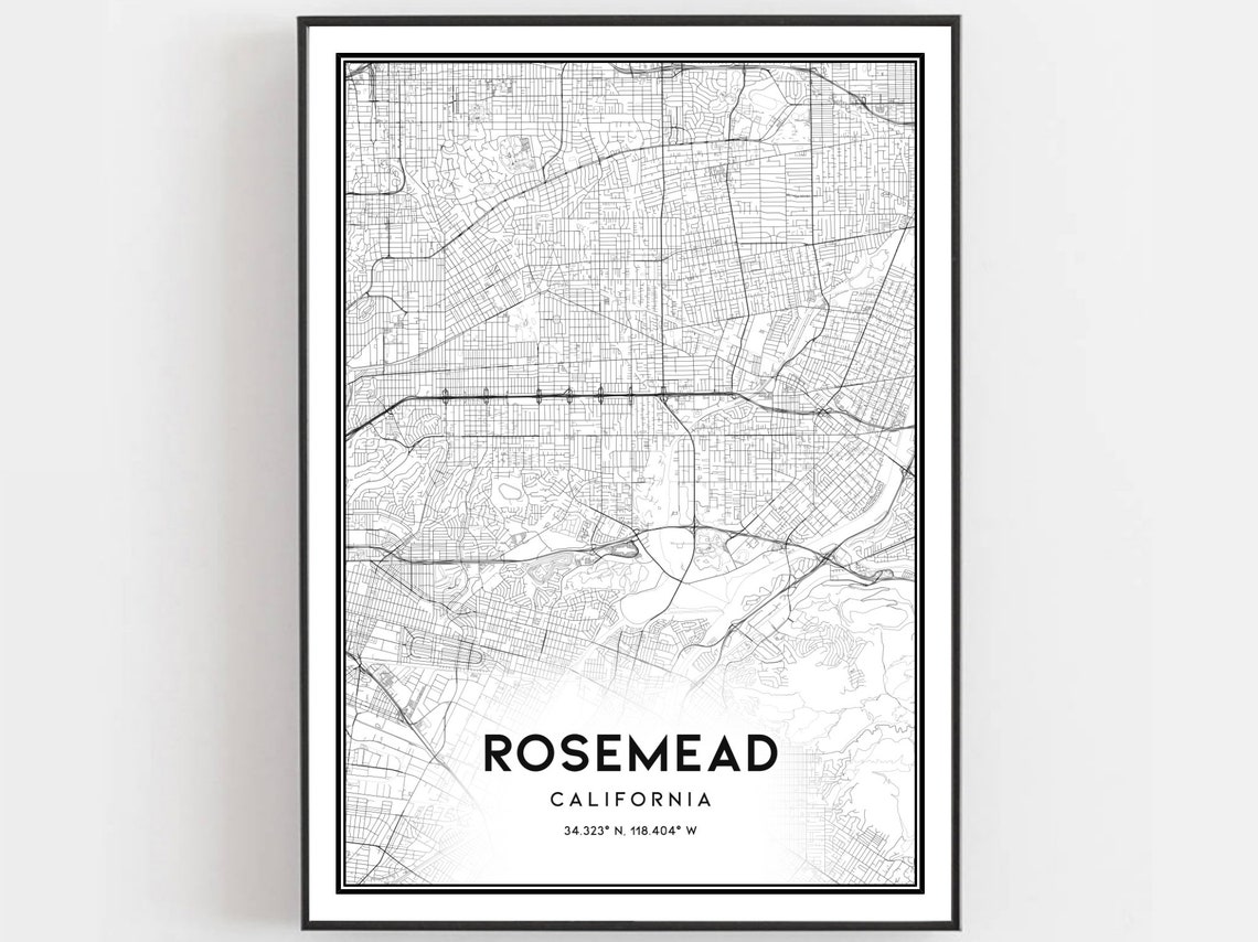Rosemead Map Print Poster Wall Art Ca City Street Decor Road Gift B1321