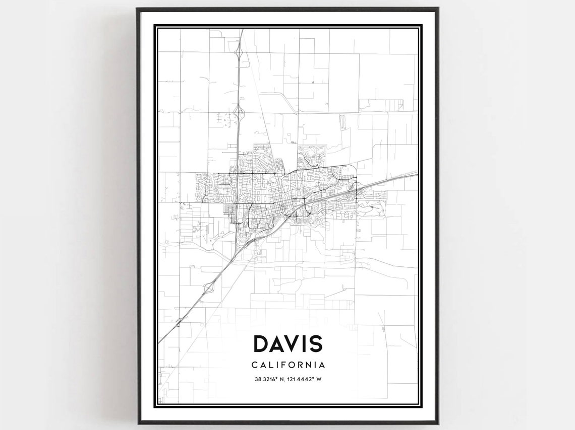 Davis Map Print Poster Wall Art Ca City Street Decor Road Gift B1054