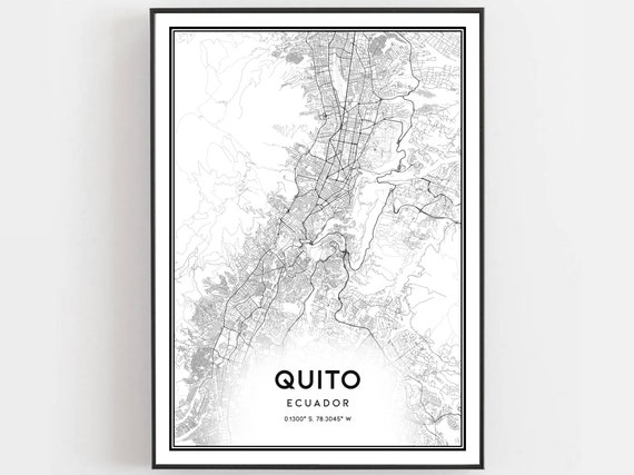 Quito Map Print Poster Wall Art City Street Decor Road Gift B176