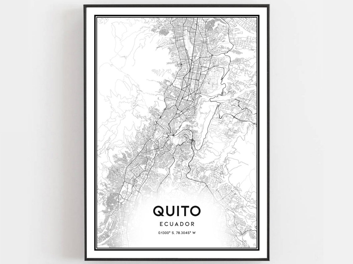 Quito Ecuador City Street Map Minimalist Black And White Poster