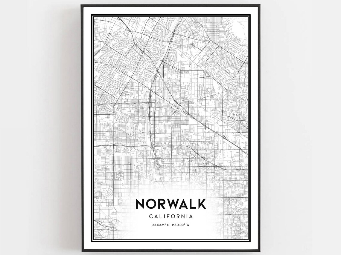 Norwalk Map Poster Print, City Street Decor