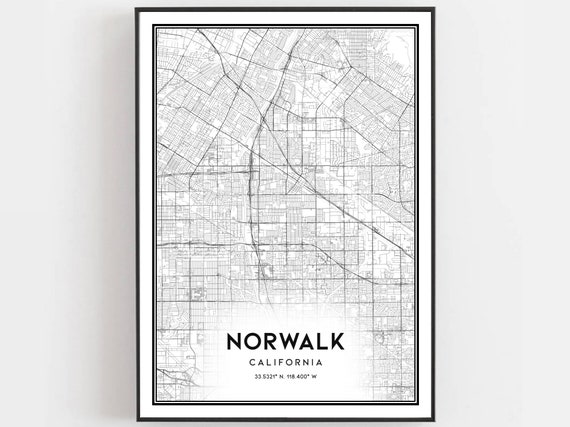 Norwalk Map Poster Print, City Street Decor