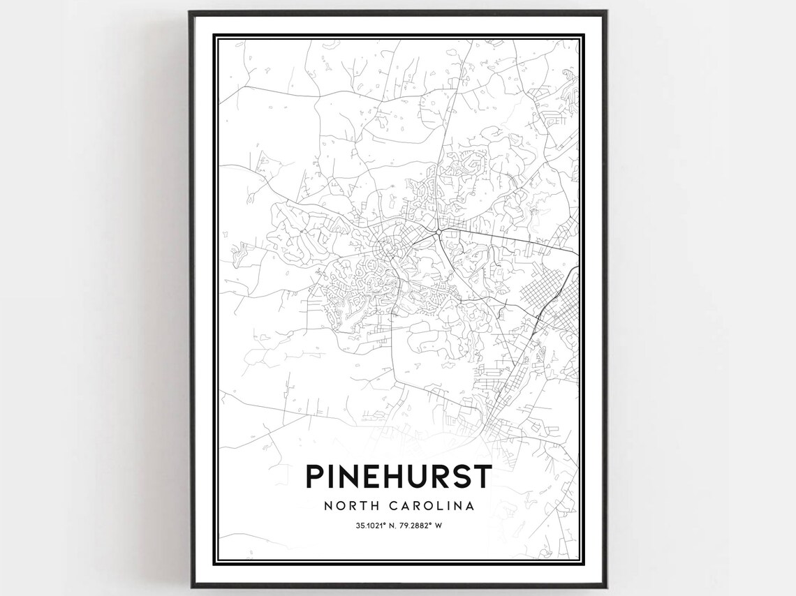 Pinehurst Map Poster, North Carolina Travel Print