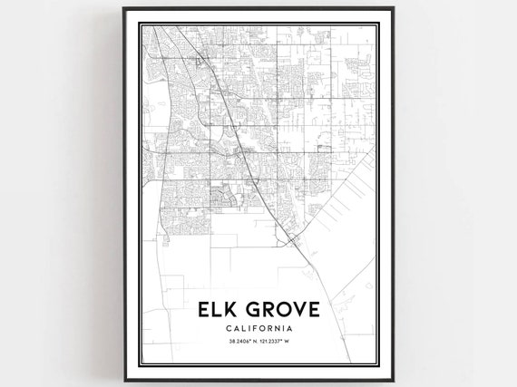 Elk Grove Map Print Poster Wall Art Ca City Street Decor Road Gift B661