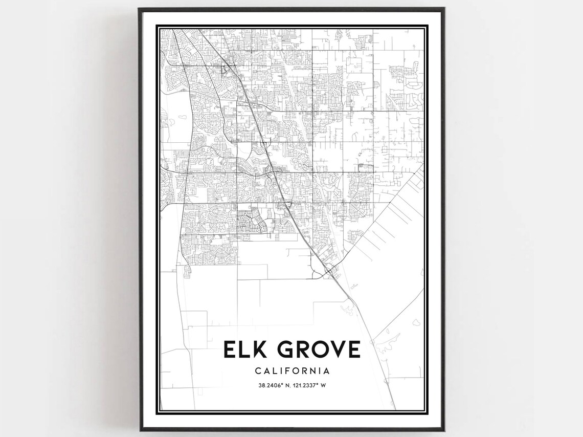 Elk Grove California Minimalist City Map Street Grid Art Poster