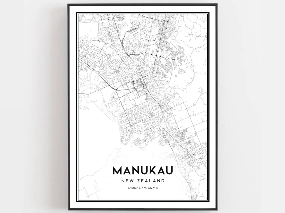 Manukau New Zealand City Street Map Line Art Modern Decor Poster