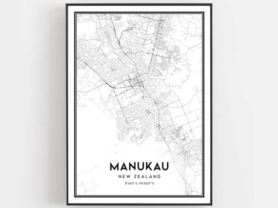 Manukau Map Print Poster Wall Art City Street Decor Road Gift
