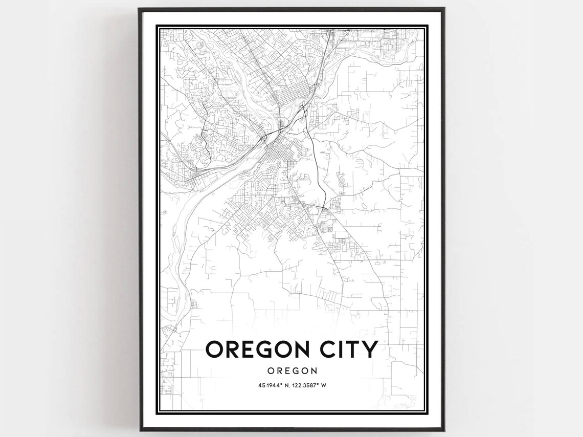 Oregon City Oregon Street Map Poster Minimalist Black Line Art