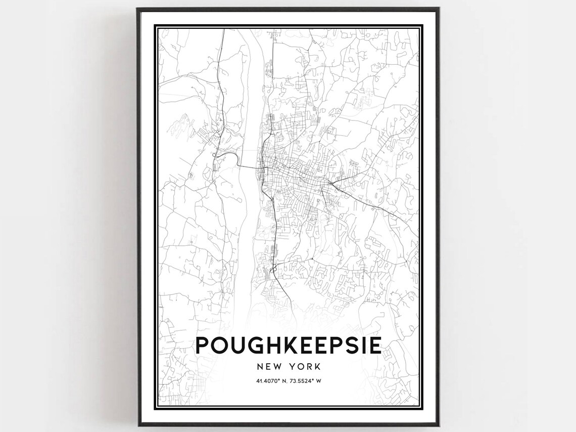 Poughkeepsie Map Poster Print, New York Street Decor