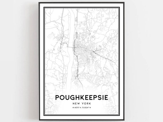 Poughkeepsie Map Poster Print, New York Street Decor