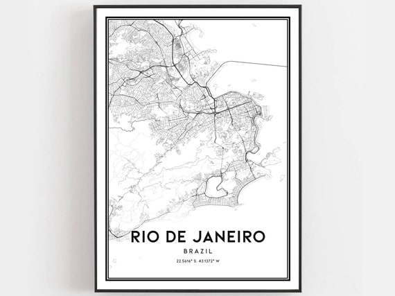 Rio De Janeiro Map Print, City Street Decor