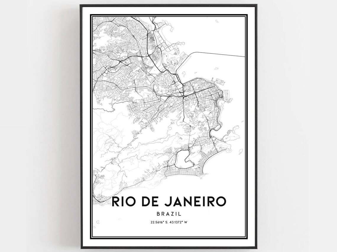 Rio De Janeiro Map Print, City Street Decor
