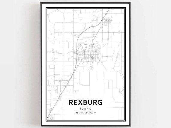 Rexburg Map Poster, Idaho Street Decor