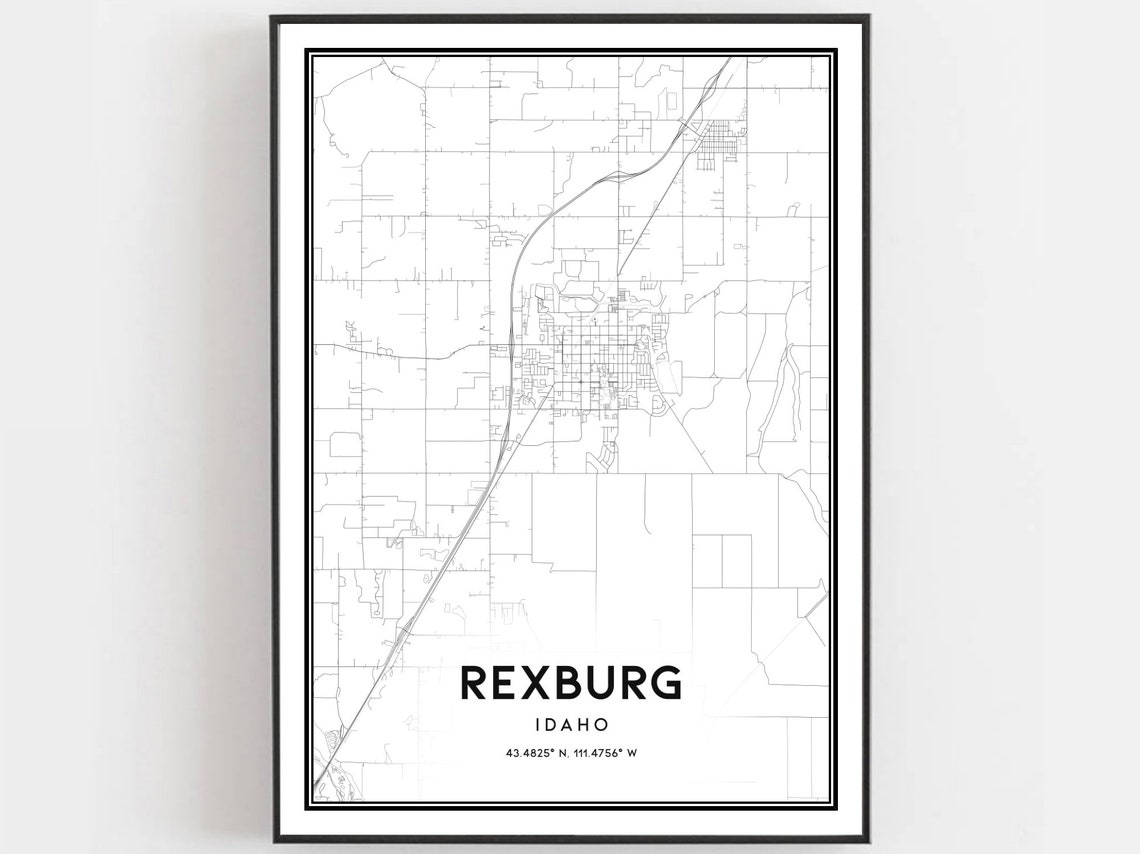 Rexburg Map Poster, Idaho Street Decor