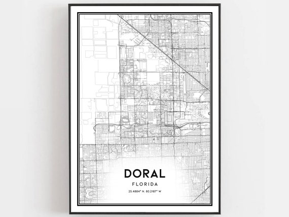 Doral Map Poster, Florida Street Decor