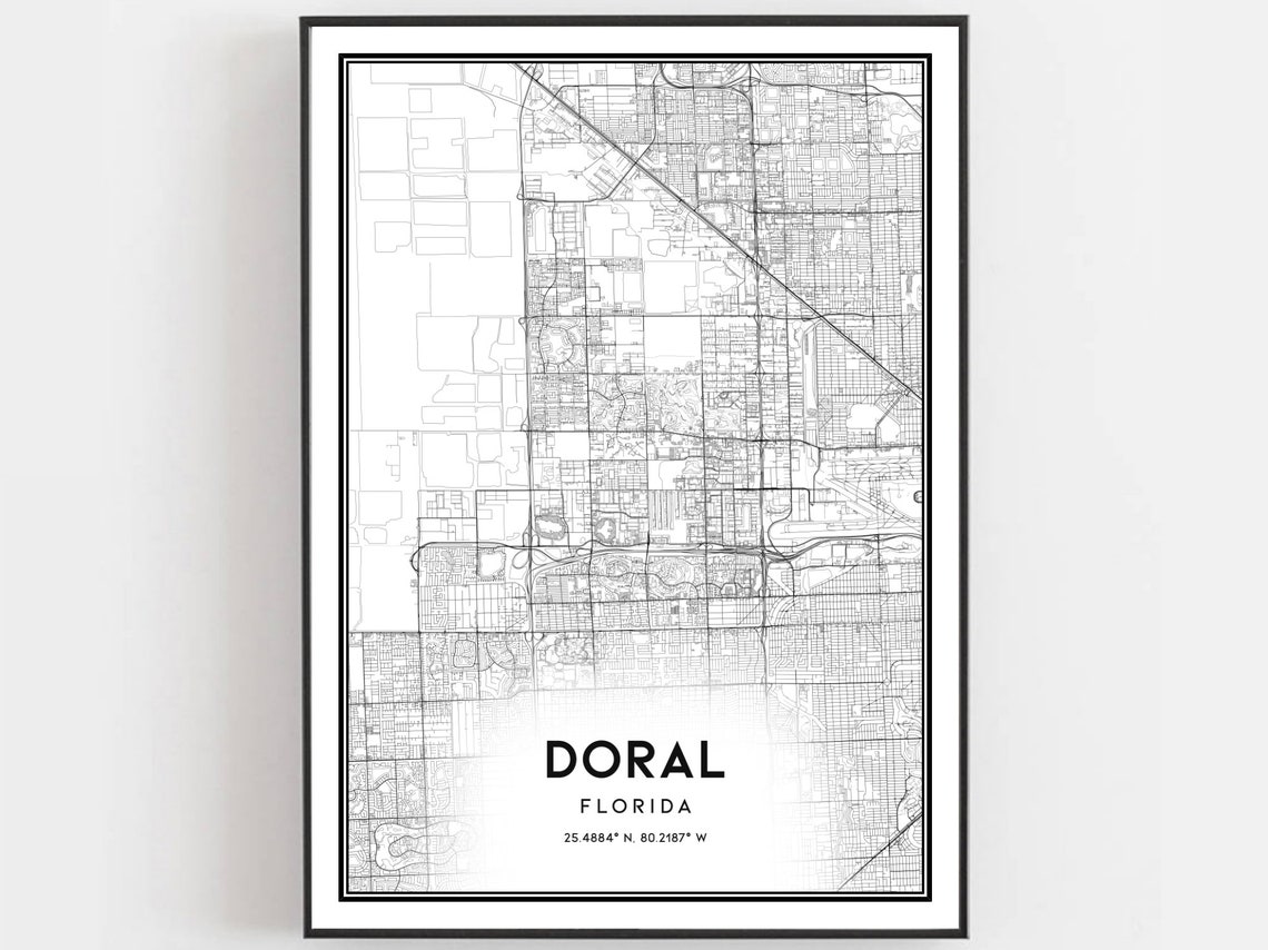 Doral Map Poster, Florida Street Decor