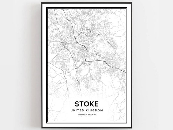 Stoke Map Print Poster Wall Art City Street Decor Road Gift