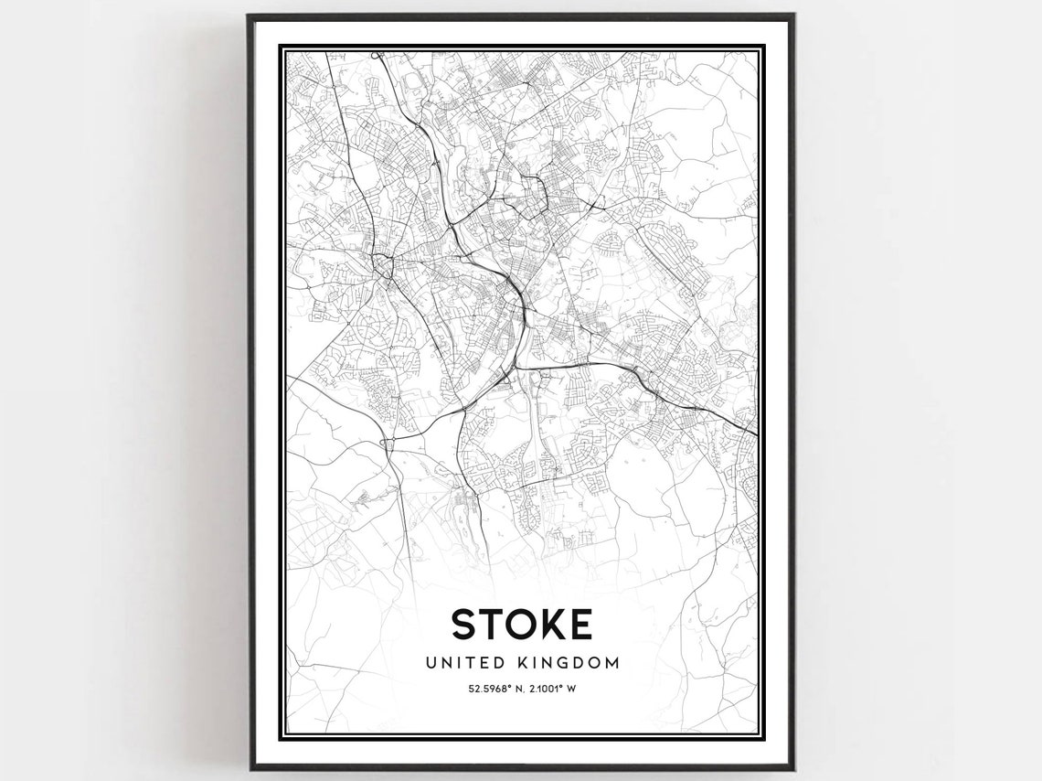 Stoke Map Print Poster Wall Art City Street Decor Road Gift