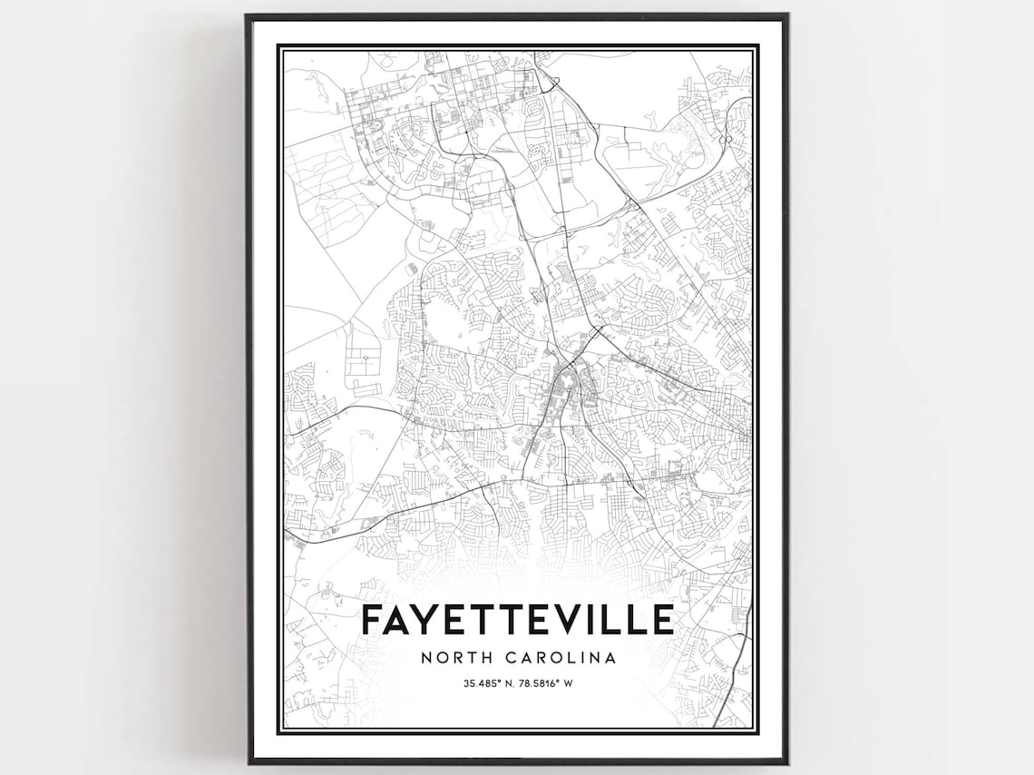 Fayetteville North Carolina Minimalist City Map Street Art Poster