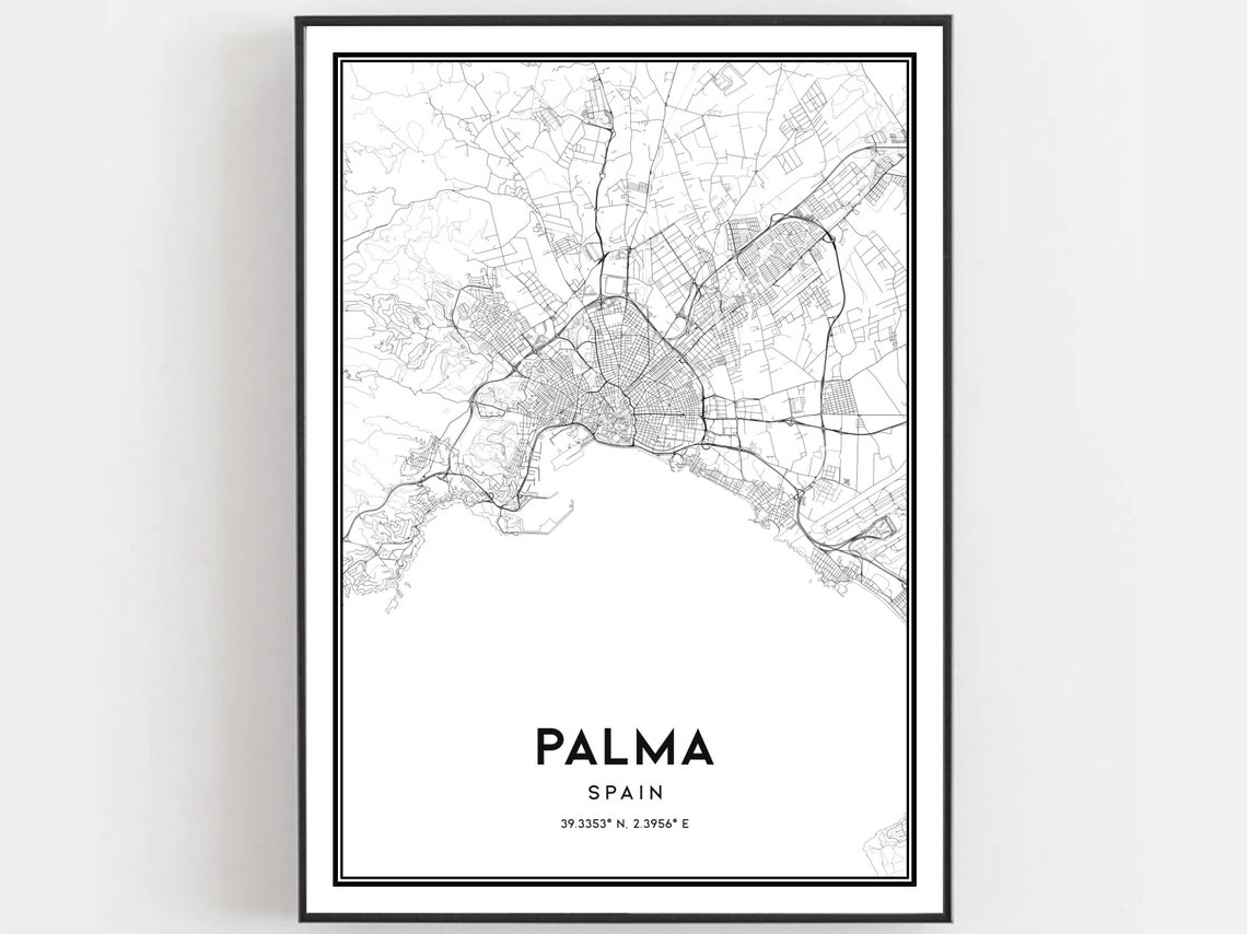Palma Map Print Poster Wall Art City Street Decor Road Gift