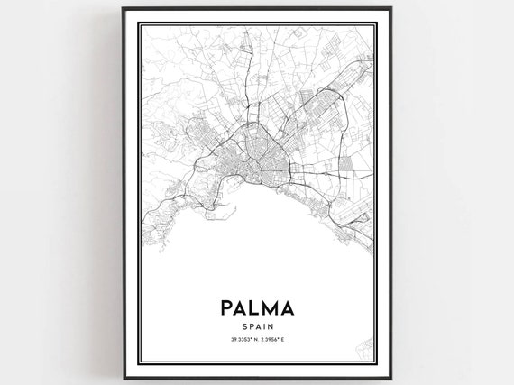 Palma Map Print Poster Wall Art City Street Decor Road Gift