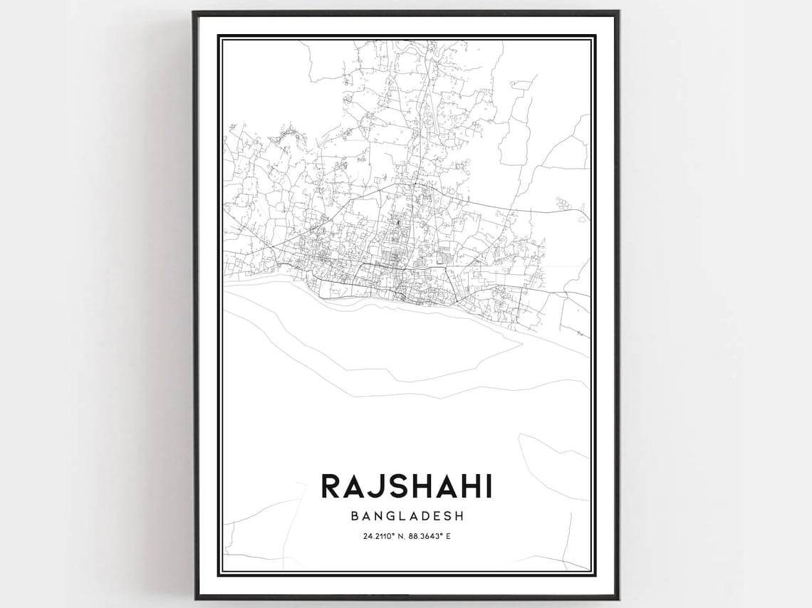 Rajshahi Map Poster, City Street Decor Gift
