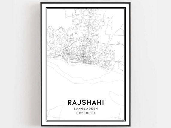 Rajshahi Map Poster, City Street Decor Gift